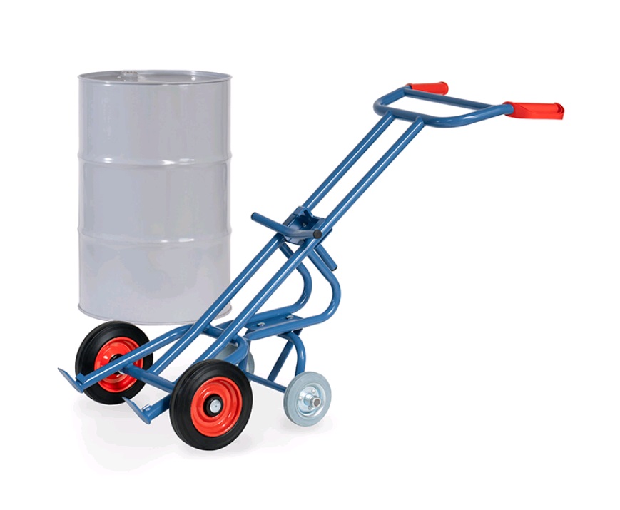 Fetra Fasskarre mit 2 Stützrädern und Vollgummi-Bereifung, für 200 Liter Fässer 2078