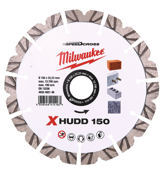 Milwaukee Speedcross Diamanttrennscheibe XHUDD für harte Materialien 150 mm Milwaukee Speedcross Diamanttrennscheibe XHUDD für harte Materialien 150 mm