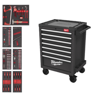 Milwaukee Werkstattwagen mit Werkzeugbestückung 27" / 69 cm TOOLGUARD 131-teilig, grau
