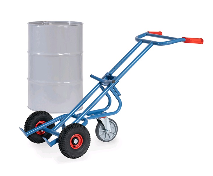 Fetra Fasskarre mit Luftbereifung und Stütz-Lenkrolle für 200 Liter Fässer 1072
