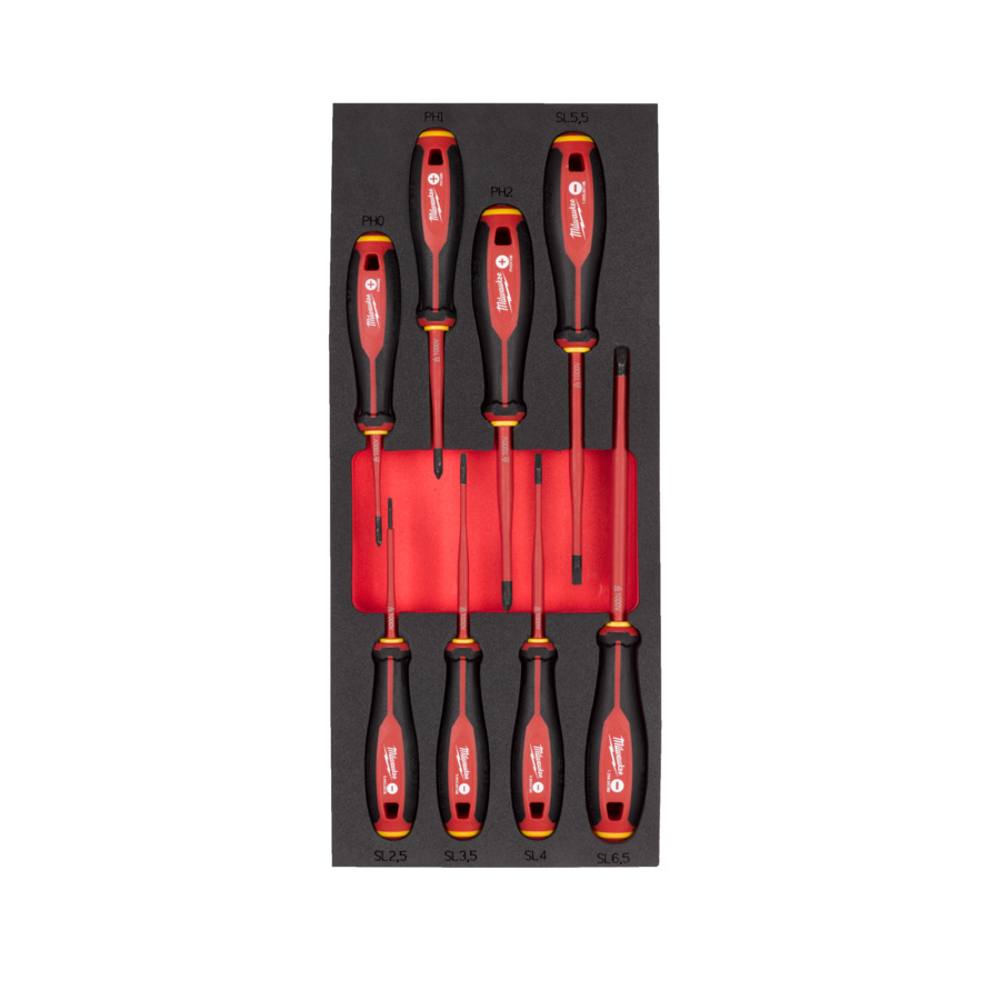 Milwaukee Tri-Lobe VDE Schraubendreher 8-teilige Einlage für Werkstattwagen 78 cm