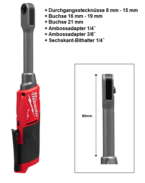 Milwaukee M12FPTR-0 Akku-Durchgangsratsche 4933480756