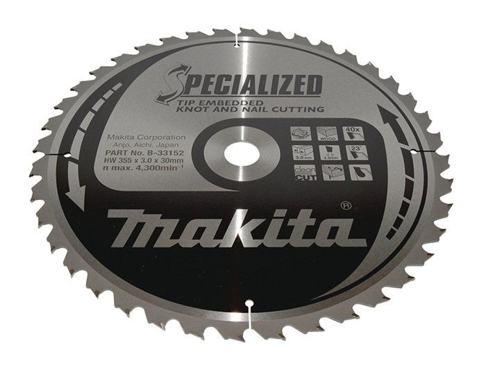 Makia SPECIALIZED Sägeblatt 355x30x40Z B-33152 Makia SPECIALIZED Sägeblatt 355x30x40Z B-33152
