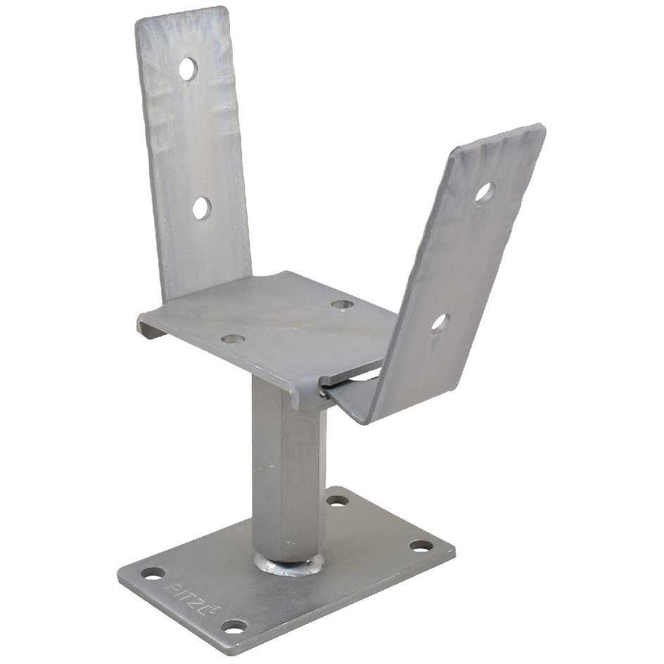 10513613226014 Pfostenträger PTP easy Rechts/Links Gewinde incl. Seitenlaschen, Verstellbereich 141 - 206 mm, zinip