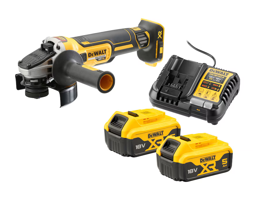 DeWalt-Akku-Winkelschleifer DCG405P2-QW mit Ladegerät und Akkus DeWalt-Akku-Winkelschleifer DCG405P2-QW mit Ladegerät und Akkus