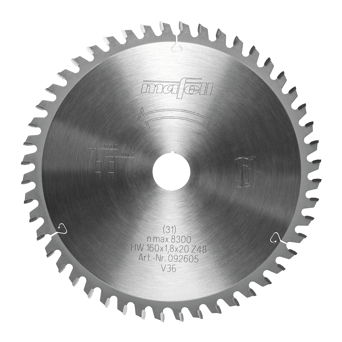 Mafell Sägeblatt-HM, 160 x 1,2/1,8 x 20mm, Z48, 2FZFA, für Aluminium/ Plastik Mafell Sägeblatt-HM, 160 x 1,2/1,8 x 20mm, Z48, 2FZFA, für Aluminium/ Plastik
