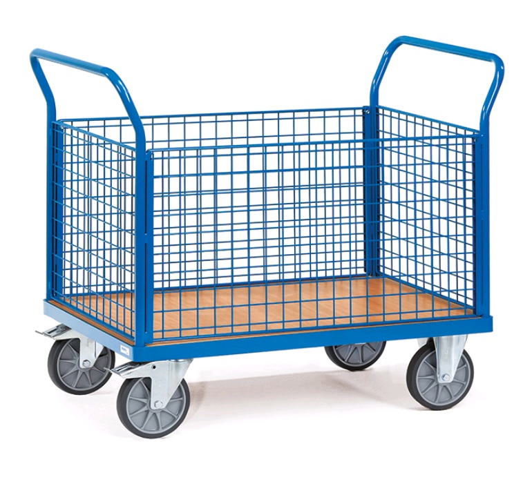 Fetra Vierwandwagen mit 4 Wänden aus Drahtgitter und einer Ladefläche von 1.200 x 800mm 1553 Fetra Vierwandwagen mit 4 Wänden aus Drahtgitter und einer Ladefläche von 1.200 x 800mm 1553