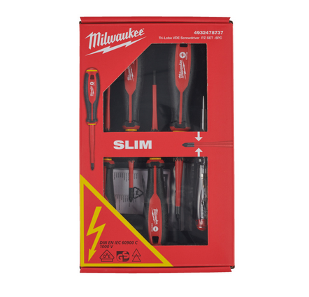 Milwaukee Tri-Lobe Schrauberdreher, VDE geprüft 5-teiliges Set SL/PZ/Spannungsprüfer