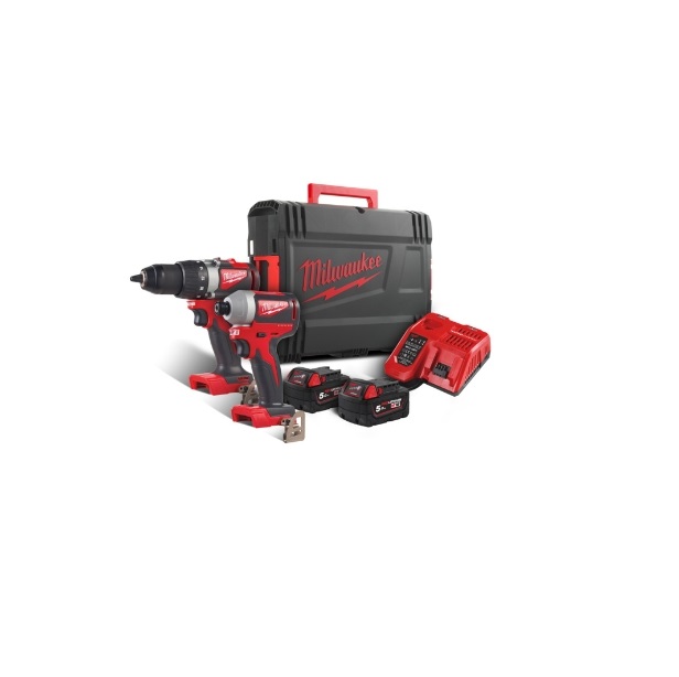 Milwaukee M18BLPP2B2-502X M18 Geräteset Best. aus 1x Schlagschrauber und 1x Bohrschrauber
