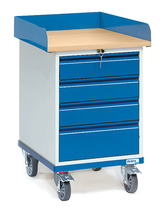 Fetra Rollschrank mit Umrandung, 4 Schubladen und einer Ladefläche von 550 x 650mm 2446