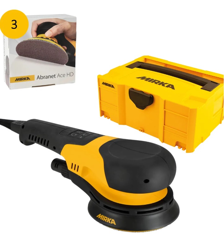 MIRKA-Elektro-Exzenterschleifer DEROS RS600 Case inkl. 3 Pack ABRANET 1x P40, 1x P80, 1x P120 MIRKA-Elektro-Exzenterschleifer DEROS RS600 Case inkl. 3 Pack ABRANET 1x P40, 1x P80, 1x P120