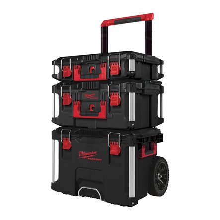 Milwaukee PACKOUT Trolley Promo-Set 3-teilig | 3 Koffer stapelbar mit Rädern und Griff Milwaukee PACKOUT Trolley Promo-Set 3-teilig | 3 Koffer stapelbar mit Rädern und Griff