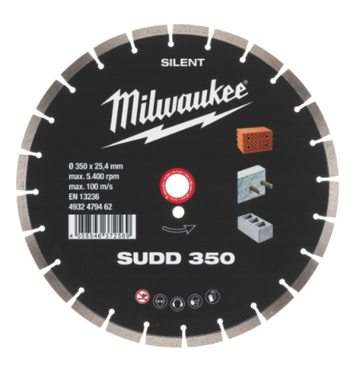 Milwaukee Diamanttrennscheibe Silent SUDD 350 mm für harte Materialien