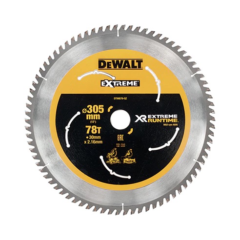 DeWalt XR Extreme Runtime Kreissägeblatt Akku DT99576 305/30mm 78WZ/FZ für Querschnitt