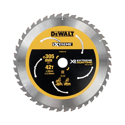 DeWalt XR Extreme Runtime Kreissägeblatt Akku DT99574 305/30mm 42WZ/FZ für Querschnitt