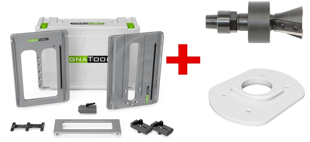 Lignatool LT045 Set Start inkl. Konus-Wendeplattenfräser 15° und Arretierplatte