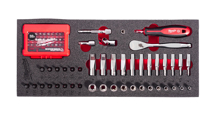 Milwaukee ¼ Ratschen- und Steckschlüssel Einlage 76-teilig