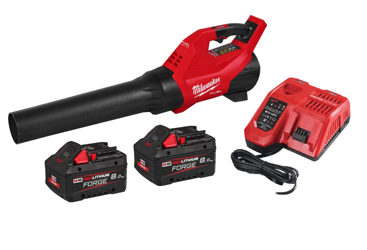 Milwaukee Akku-Laubgebläse M18FBLG3-802 mit 2x FORGE Akku 8.0 Ah und Ladegerät
