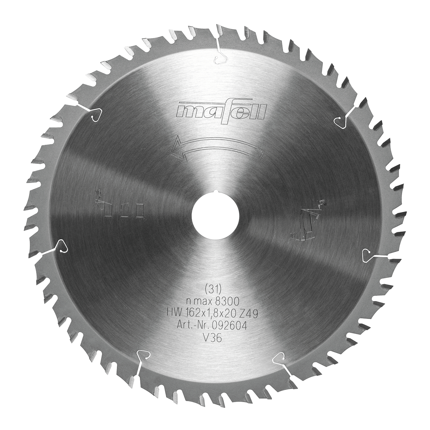 Mafell Sägeblatt-GT, 162 x 1,2/1,8 x 20mm, Z49-7, 3WZ/FZ, Feinschnitte in Holz,