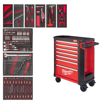 Milwaukee Werkstattwagen mit Werkzeugbestückung 30? / 78 cm TOOLGUARD 206-teilig, grau