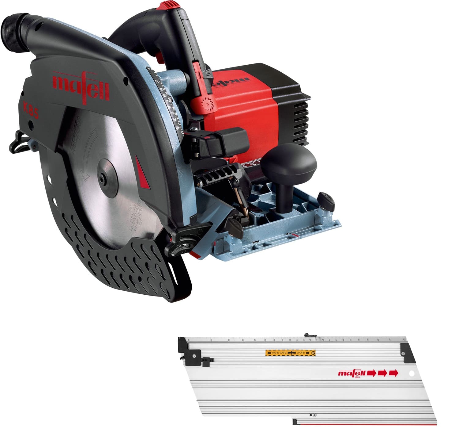 Mafell Handkreissäge K 85 Ec + Führungseinrichtung L im L-MAX (918202+208171)