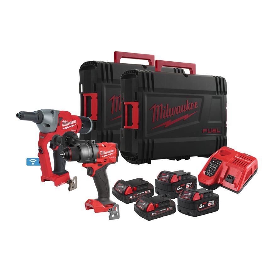 Milwaukee M18FPP2G3-524X Akku-Bohrschrauber & Akku-Blindnietgerät im SET Milwaukee M18FPP2G3-524X Akku-Bohrschrauber & Akku-Blindnietgerät im SET