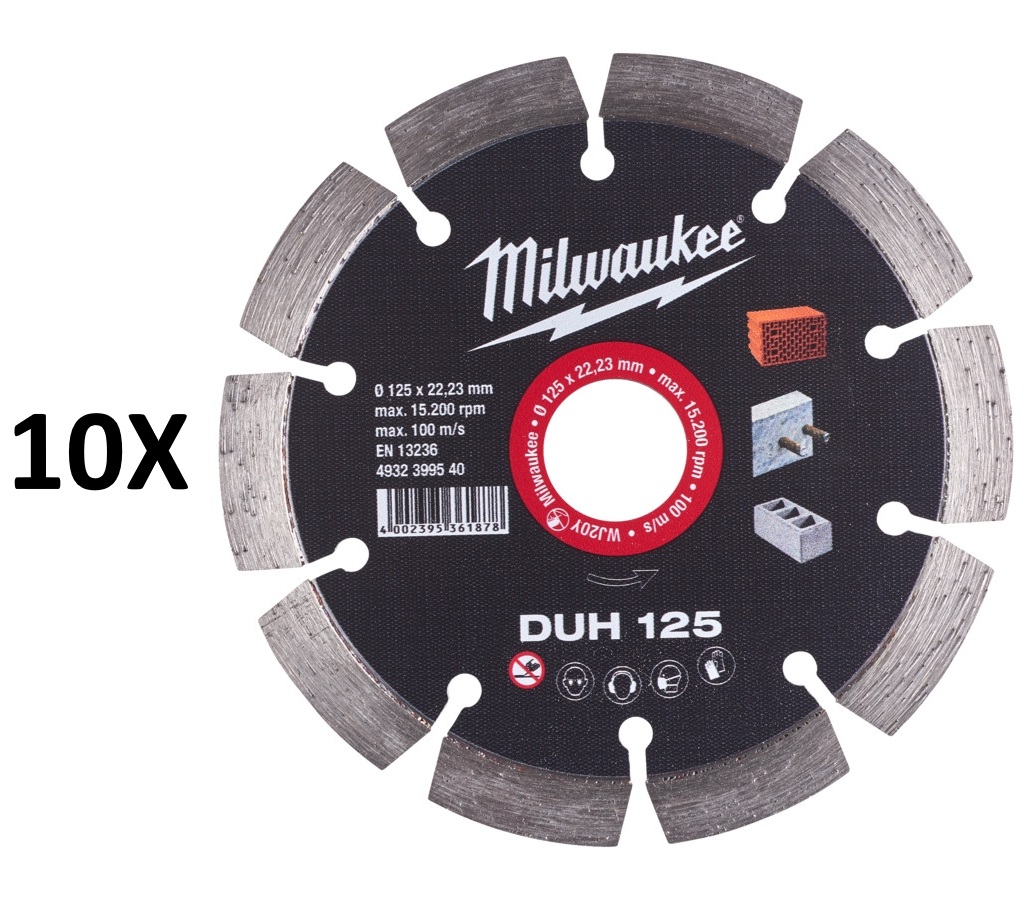 Milwaukee-10x-Diamanttrennscheibe-DUH125-4932399540 Milwaukee 10x Diamanttrennscheibe DUH125 Ø125 mm