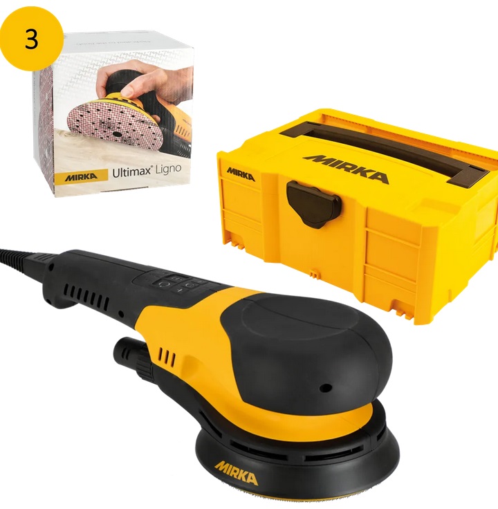 MIRKA-Elektro-Exzenterschleifer DEROS RS600 Case inkl. 3 Pack Ultimax Ligno 1x K40, 1x K80, 1x K120 MIRKA-Elektro-Exzenterschleifer DEROS RS600 Case inkl. 3 Pack Ultimax Ligno 1x K40, 1x K80, 1x K120