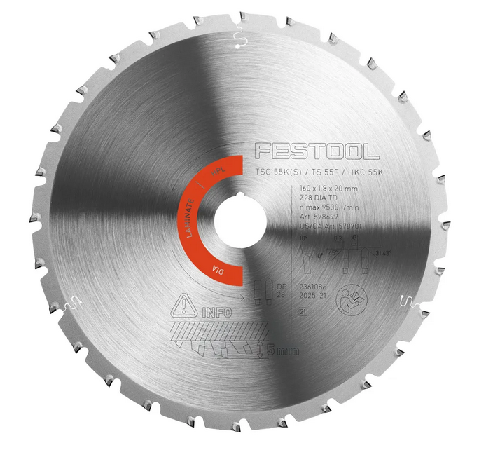 Diamant-Kreissägeblatt LAMINATE/HPL DIA 160x1,8x20 Festool