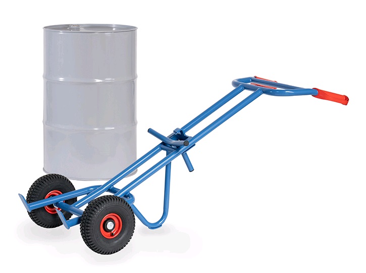 Fetra Fasskarre mit Luftbereifung und Stützbügel für 200 Liter Fässer 1066
