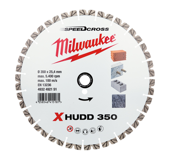 Milwaukee Speedcross Diamanttrennscheibe XHUDD für harte Materialien 350 mm