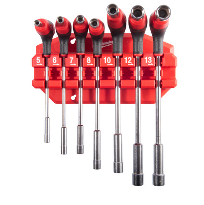 Milwaukee T-Griff-Set Steckschlüssel 7-teilig, 5, 6, 7, 8, 10, 12, 13 mm + magnetischer