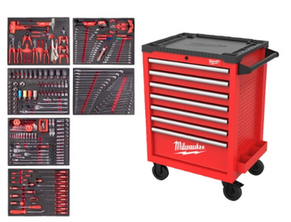 Milwaukee Werkstattwagen mit Werkzeugbestückung 27" / 69 cm TOOLGUARD 337-teilig, rot