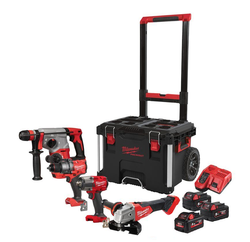 Milwaukee M18 FPP4D-555T Geräte-SET im Trolley-Koffer