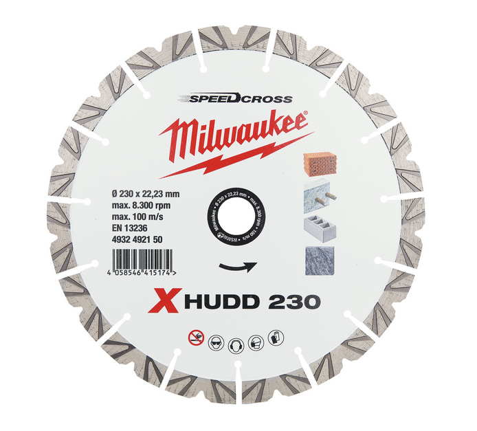 Milwaukee Speedcross Diamanttrennscheibe XHUDD für harte Materialien 230 mm Milwaukee Speedcross Diamanttrennscheibe XHUDD für harte Materialien 230 mm