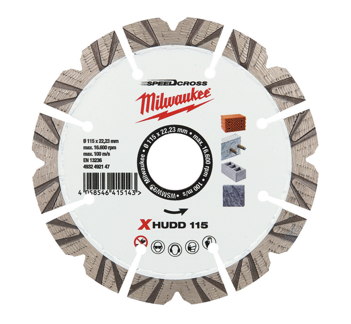 Milwaukee Speedcross Diamanttrennscheibe XHUDD für harte Materialien 115 mm