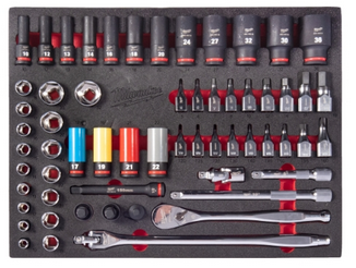 Milwaukee 1/2" Ratschen und SHOCKWAVE Schlagnuss 60-teilige Einlage für Werkstattwagen