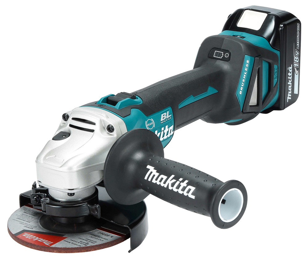 Makita Akku-Winkelschleifer 18V / 125mm DGA513RTJ mit Akkus und Ladegerät im Koffer Makita Akku-Winkelschleifer 18V / 125mm DGA513RTJ mit Akkus und Ladegerät im Koffer