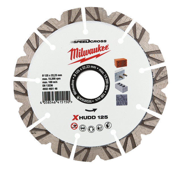 Milwaukee Speedcross Diamanttrennscheibe XHUDD für harte Materialien 125 mm