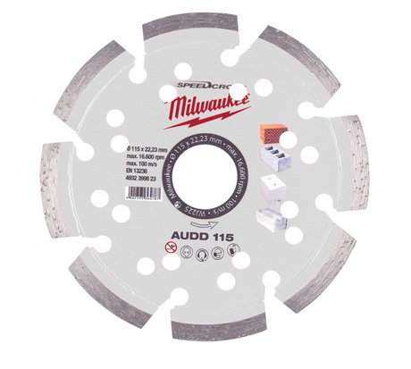 Milwaukee Speedcross Diamanttrennscheibe AUDD für abrasive Materialien 115 mm Milwaukee Speedcross Diamanttrennscheibe AUDD für abrasive Materialien 115 mm