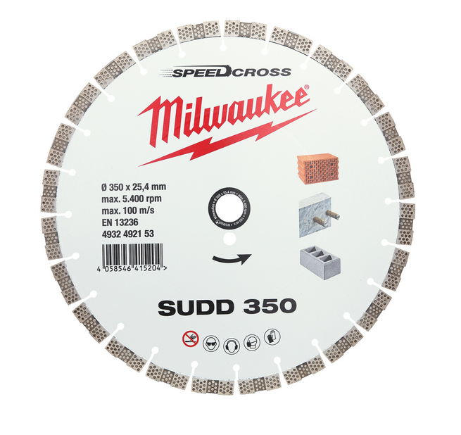 Milwaukee Speedcross Diamanttrennscheibe SUDD für lärmreduzierte Schnitte in harten Materialien Milwaukee Speedcross Diamanttrennscheibe SUDD für lärmreduzierte Schnitte in harten Materialien
