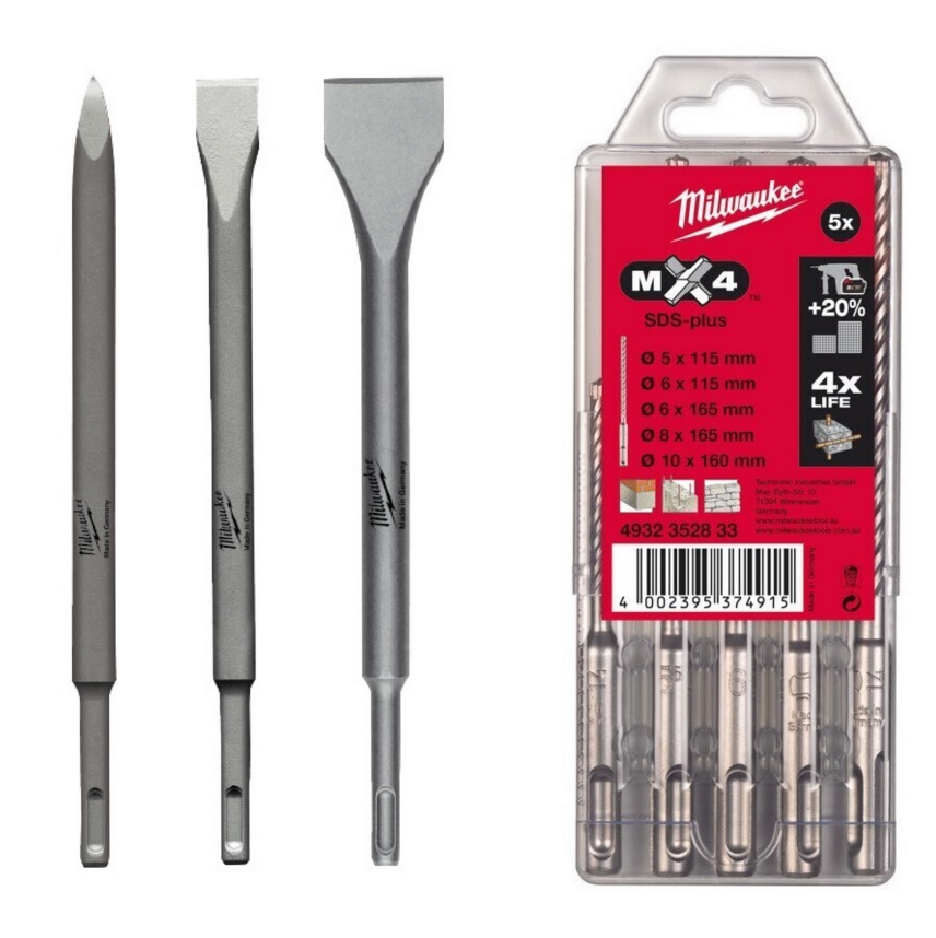 Milwaukee SDS-Plus MX4 Bohrer u. Meißelset 8-teilig
