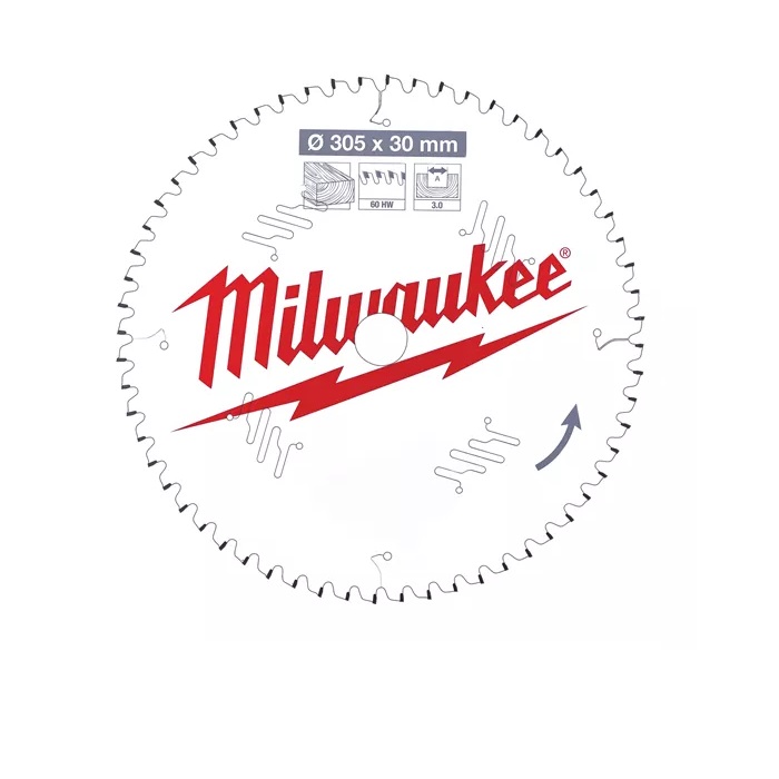 Milwaukee Kreissägeblatt für Kapp- und Gehrungssägen Ø305mm x 30 mm 60 HW Zahn für alle Holzarten