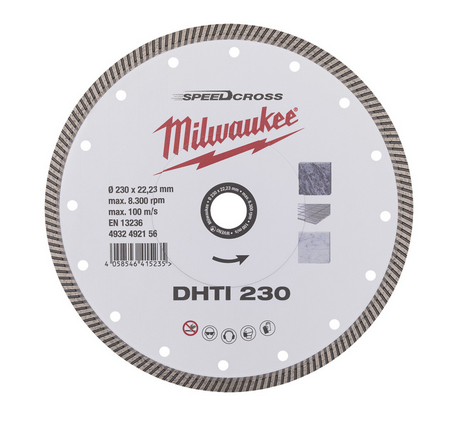 Milwaukee Speedcross Diamanttrennscheibe DHTi Keramik u. Naturstein, geschlossen 230 mm