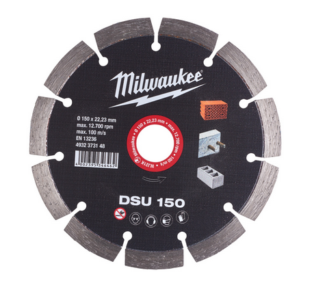 Milwaukee Diamanttrennscheibe DSU 150 mm optimiert für Mauernutfräsen Milwaukee Diamanttrennscheibe DSU 150 mm optimiert für Mauernutfräsen