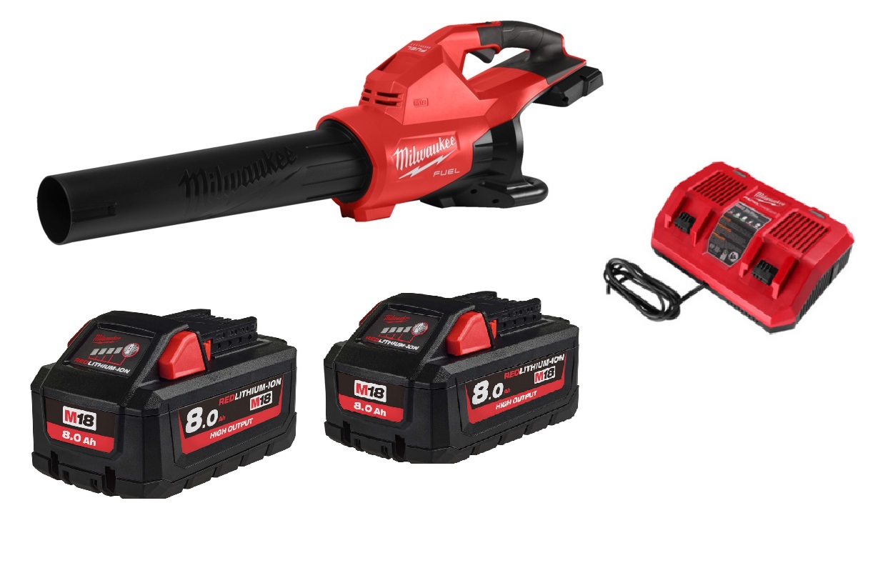 Milwaukee Akku-Laubbläser M18 F2BL-802 inkl. 2x 8.0 Ah  Akkus, 1x Doppelladegerät 