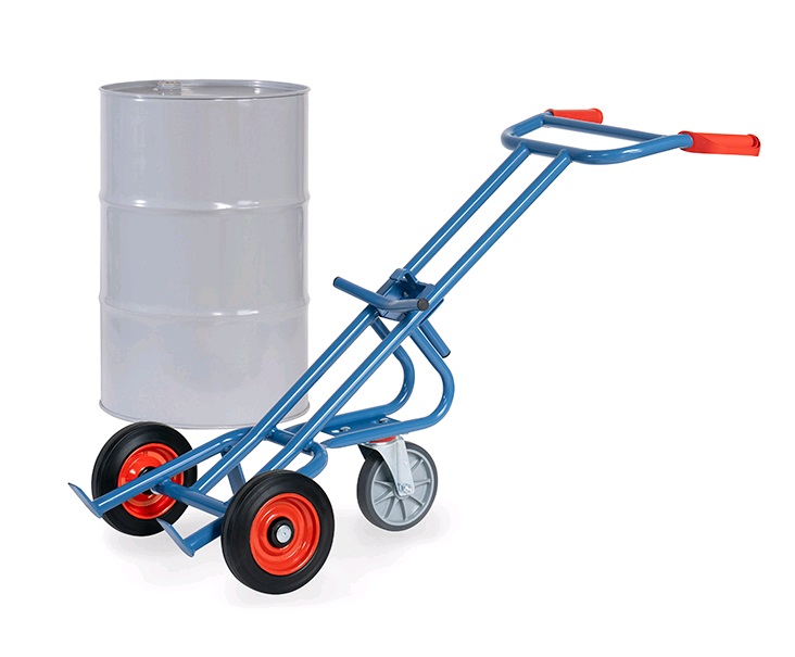 Fetra Fasskarre mit Vollgummibereifung und Stütz-Lenkrolle für 200 Liter Fässer 1071