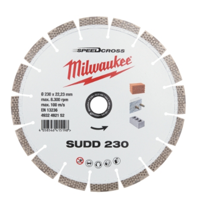 Milwaukee Speedcross Diamanttrennscheibe SUDD für lärmreduzierte Schnitte in harten Materialien