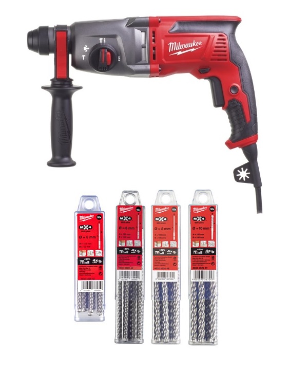 Milwaukee SDS-Plus Paket PH26T Kombihammer + 40 SDS-Plus Hammerbohrer Milwaukee SDS-Plus Paket PH26T Kombihammer + 40 SDS-Plus Hammerbohrer