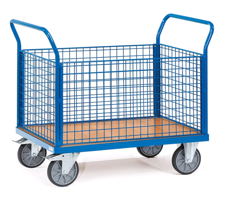 Fetra Vierwandwagen mit 4 Wänden aus Drahtgitter und einer Ladefläche von 1.000 x 600mm 1551